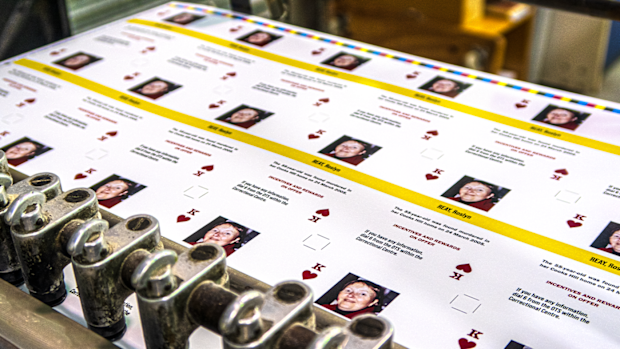Operation Veritas cold case playing cards being printed at Geoffrey Pearce Correctional Centre.