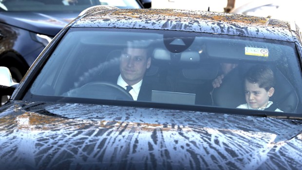 Prince William and Prince George arriving at Buckingham Palace for Queen's Christmas Lunch 2019 