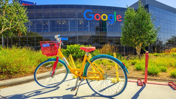A bicycle outside Google headquarters in Silicon Valley.