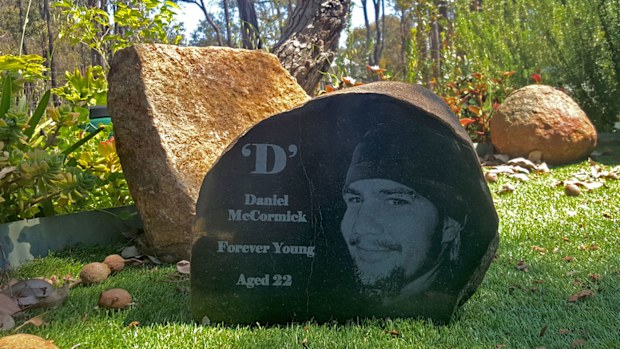 The memorial stone made for Tracy Carter's son Daniel.