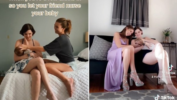Mum lets friend breastfeed her baby.