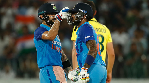 Virat Kohli and Suryakumar Yadav share a fist-bump