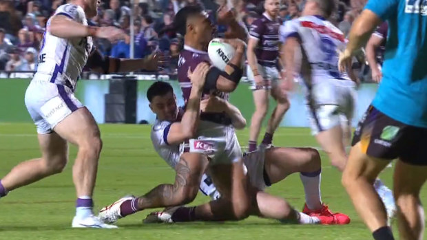 Trent Loeiro was placed on report but not sin binned for what was classed as a hip drop tackle on Haumole Olakau'atu
