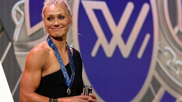 Erin Phillips of the Crows wins the Best and Fairest Award