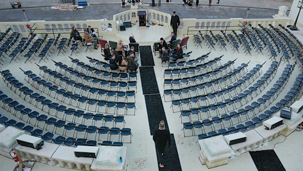 Chairs are set up in preparation for Trump's second inauguration next week.