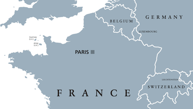 Map of France and Belgium
