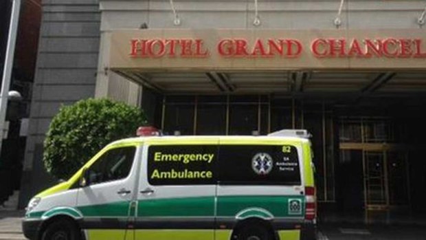 The body of a 25-year-old Sydney woman was found in a room at the Grand Chancellor Hotel in Adelaide on New Year's Day. (9NEWS)
