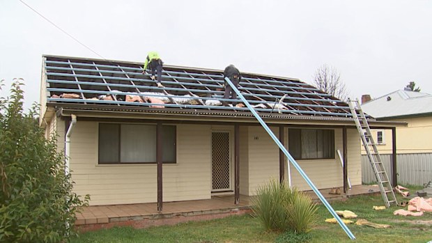 A storm that tore through Orange last night ripped roofs off houses.