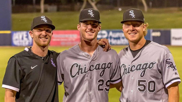 Christian Edwards (middle) was given an 80-game ban by the MLB after testing positive to a banned performance-enhancing substance.
