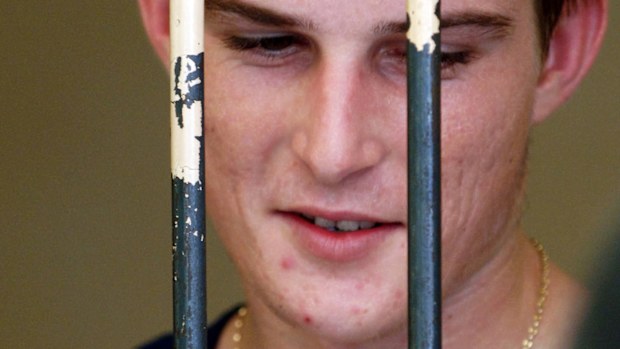 Michael Czugaj at a holding cell at Denpasar Court in 2006, after he is sentenced to life for heroin trafficking in Denpasar, Bali. (AAP)
