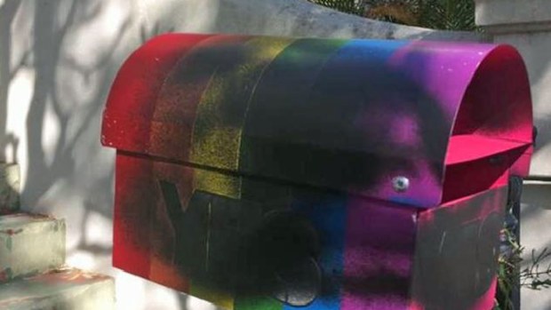 Vandals sprayed black paint all over the letterbox. (Photo: Facebook)