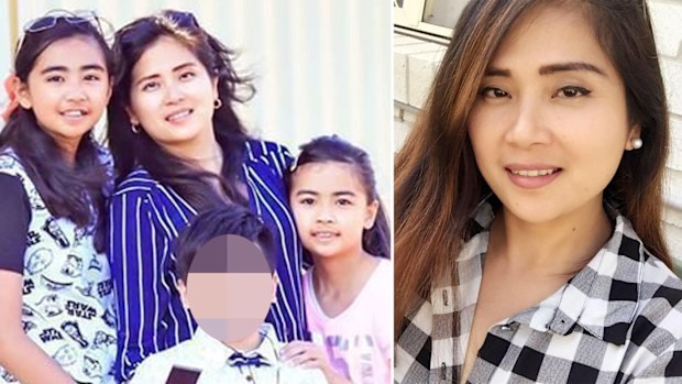 Bernadette Romulo pictured far right and with her daughters Ashnah (left) and Dabbie (right) and her son.