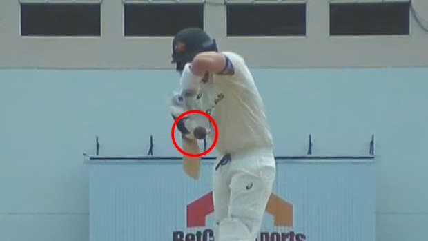 Steve Smith was hit on his dodgy finger on the first ball he faced in the second Test.