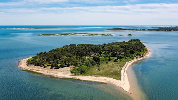 Sipson Island seen from the air off the coast of Cape Cod.