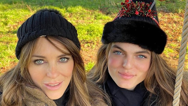 Elizabeth Hurley, Damian Hurley, selfies, Christmas, lookalike, son, mother