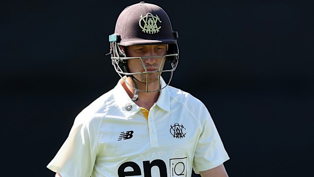 Cameron Bancroft of Western Australia walks from the field after being dismissed by Michael Neser of Queensland on Day 3 during the Sheffield Shield match between Western Australia and Queensland at the WACA Ground, on October 10, 2024, in Perth, Australia. (Photo by Paul Kane/Getty Images)