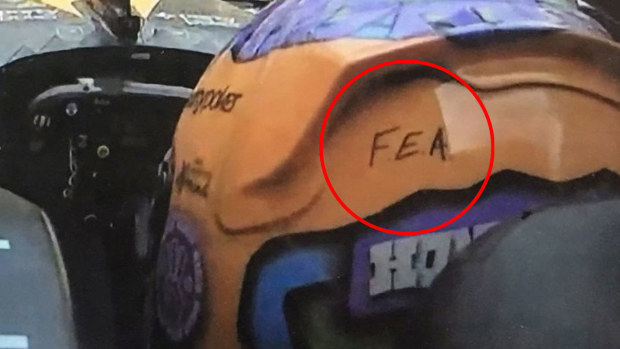 FEA is seen on Daniel Ricciardo's helmet
