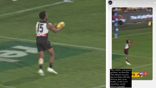 Willie Rioli taunts Hawthorn.