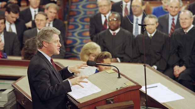 Bill Clinton addresses Congress in 1993.