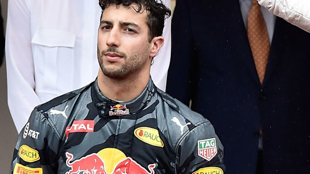 Daniel Ricciardo fumes on the podium at Monaco in 2016.