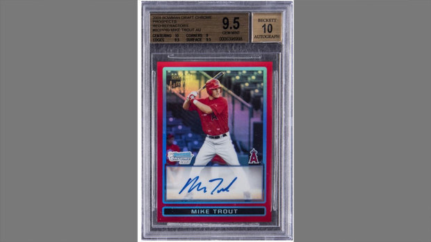 2009 Bowman Chrome Draft Mike Trout Red Refractor Autograph