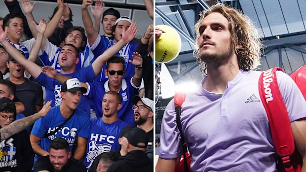 Spectators are seen during the first round match between Stefanos Tsitsipas of Greece and Salvatore Caruso of Italy