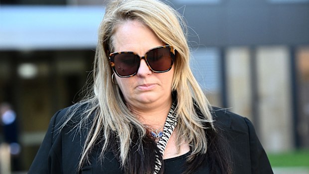 Kallista Mutten, mother of Charlise Mutten, is seen during a break at the Supreme Court of New South Wales in Sydney, Monday, May 27, 2024. Her ex-partner Justin Stein is on trial for killing her daughter.