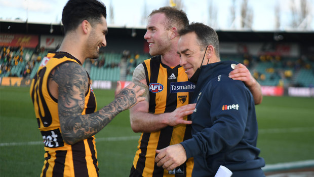 Alastair Clarkson, Chad Wingard and Tom Mitchell