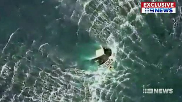 When the Westpac Rescue Chopper arrived, only the bow of the boat was sticking out of the water.