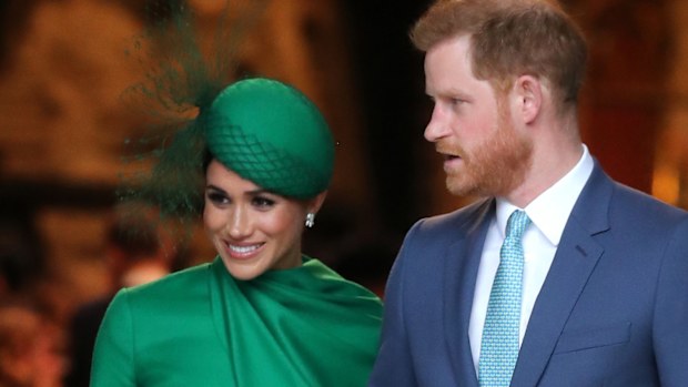 LONDON, ENGLAND - MARCH 09: Prince Harry, Duke of Sussex and Meghan, Duchess of Sussex meets children as she attends the Commonwealth Day Service 2020 on March 09, 2020 in London, England. (Photo by Chris Jackson/Getty Images)