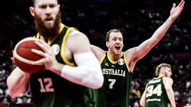 Joe Ingles of Australia reacts during the 3rd place game