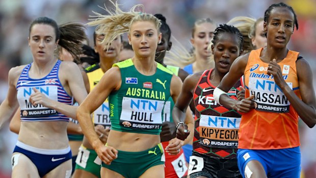 Jessica Hull competing at the 2023 World Athletics Championships in Budapest.