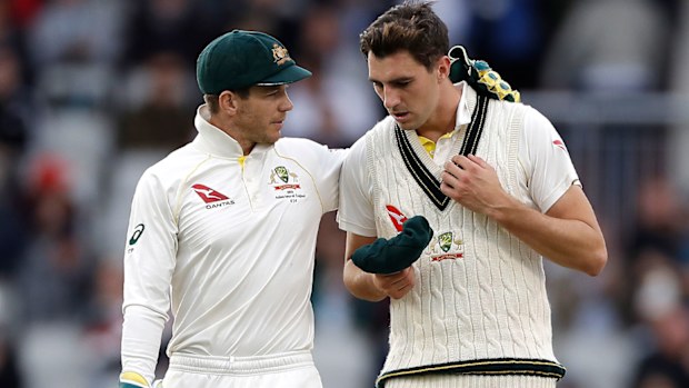 Paine and Cummins have a press conference at Old Trafford.