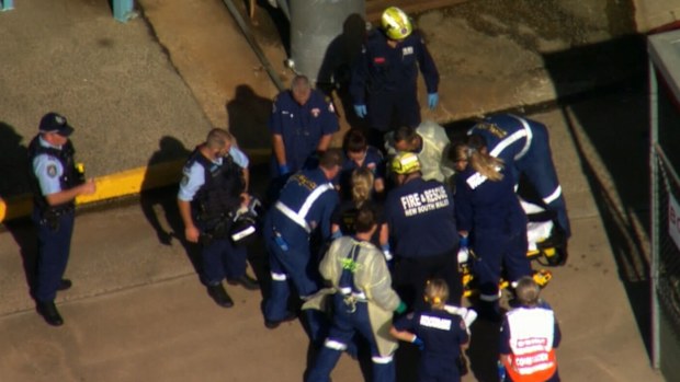 A man's leg became trapped in machinery at a property in Tahmoor.