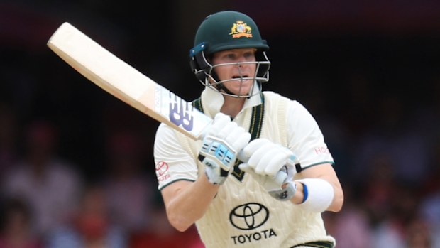 Steve Smith of Australia bats on Jane McGrath Day during day three of the Men's Third Test Match in the series between Australia and Pakistan at Sydney Cricket Ground on January 05, 2024 in Sydney, Australia. (Photo by Mark Evans/Getty Images)