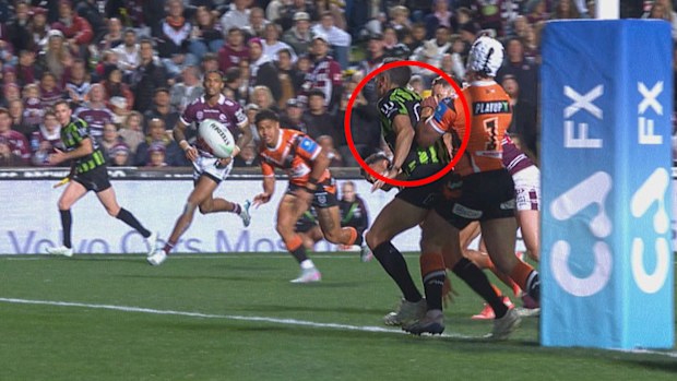 Tigers fullback Heath Mason has been offered a one-game ban for this contact on referee Gerard Sutton.
