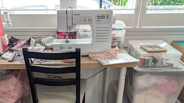 Sewing room storage makeover with Kmart's smooth and shiny plastic tubs