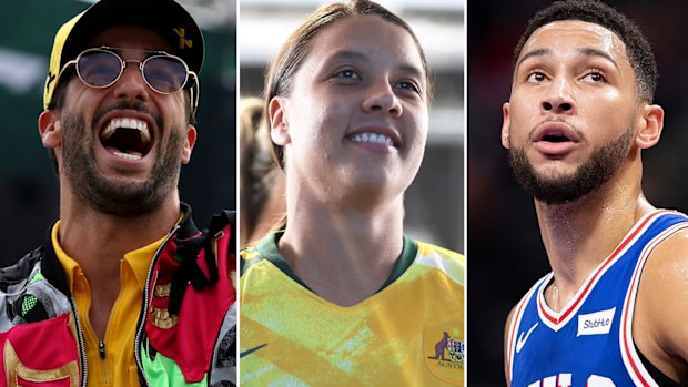 Daniel Ricciardo, Sam Kerr and Ben Simmons