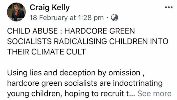 In previous social media posts made by Mr Kelly, he likened school students protesting climate change to child abuse.