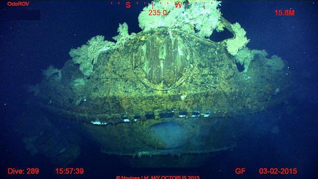 Underwater photo of what Paul Allen believes is Japanese battleship wreck