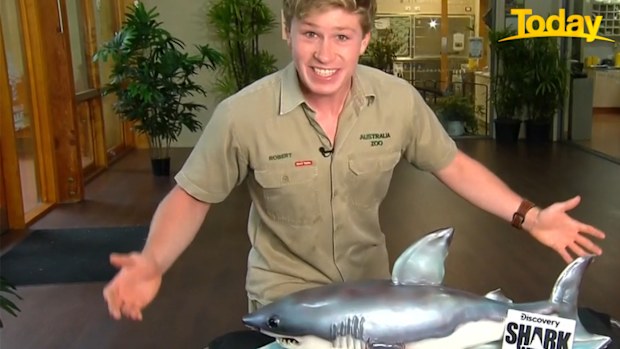 Robert Irwin surprised with a shark cake for 18th birthday