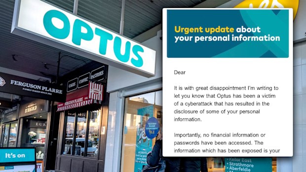 Optus cyberattack customer email composite