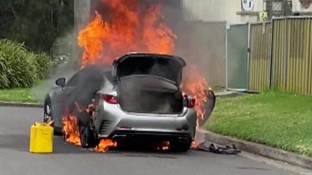 A car was set alight in Carramar after the shots were fired.