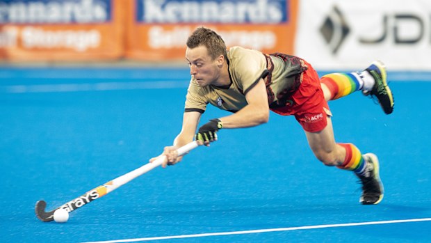 Ky Willott of the Pride shoots at goal during the Hockey One round five match between New South Wales Pride and The Tasmanian Tigers at Sydney Olympic Park Hockey Centre, on November 04, 2023, in Sydney, Australia(Photo by Steve Christo - Corbis/Corbis via Getty Images)