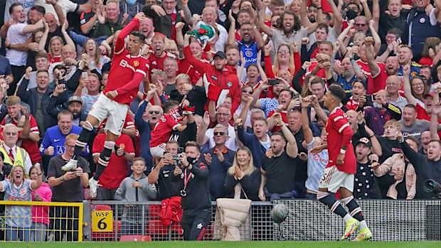  Cristiano Ronaldo celebrates scoring their side's first goal of the game