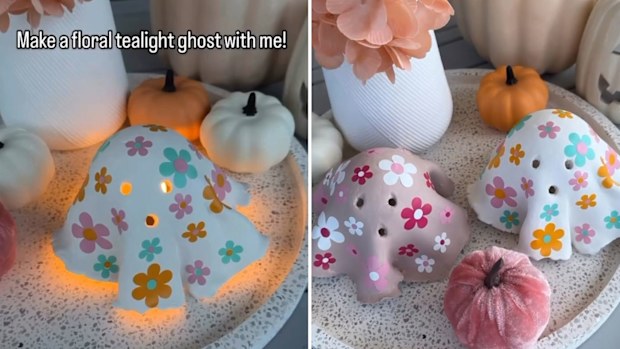 DIYer Michelle made ghost candles out of air dry clay from Kmart