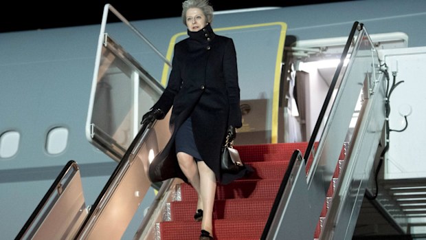 British Prime Minister Theresa May arrives in the US. (AAP)