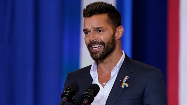 Singer Ricky Martin speaks during the Hispanic Heritage Month event.