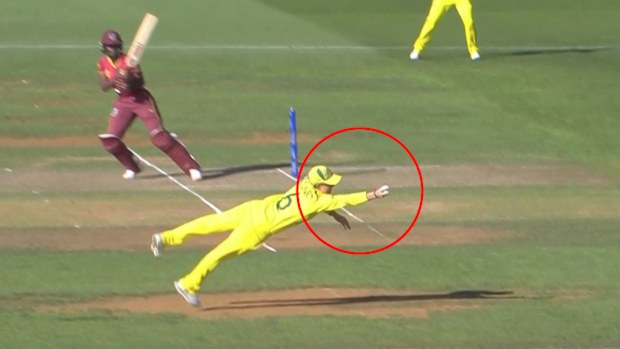 Beth Mooney flies to take a stunning catch.