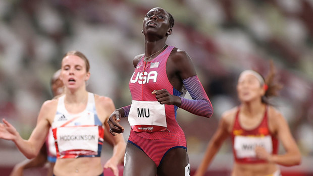 Athing Mu wins the women's 200m at the Tokyo Olympics.